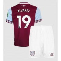 Camisa de Futebol West Ham United Edson Alvarez #19 Equipamento Principal Infantil 2024-25 Manga Curta (+ Calças curtas)
